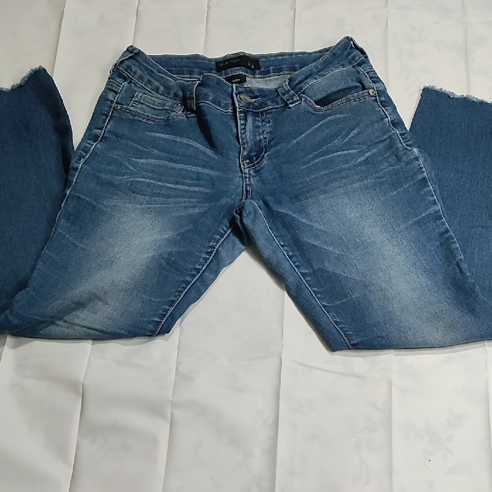 Blue‎ Straight Leg Jeans with Natural Fading
